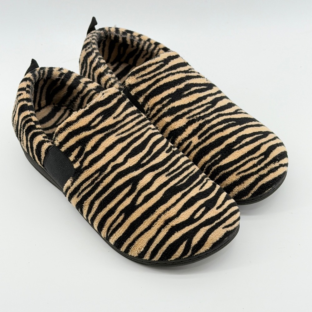 Vionic Kalia Tiger Tan Black Slip On Slipper Shoes TVW5593 Womens 10